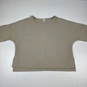 Joie Sweater Womens Medium Beige 3/4 Sleeve Textured Knit Boxy Pullover Top